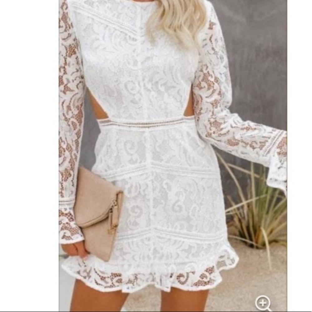 NWT Blue Blush White Lace Cut Out Mini Dress